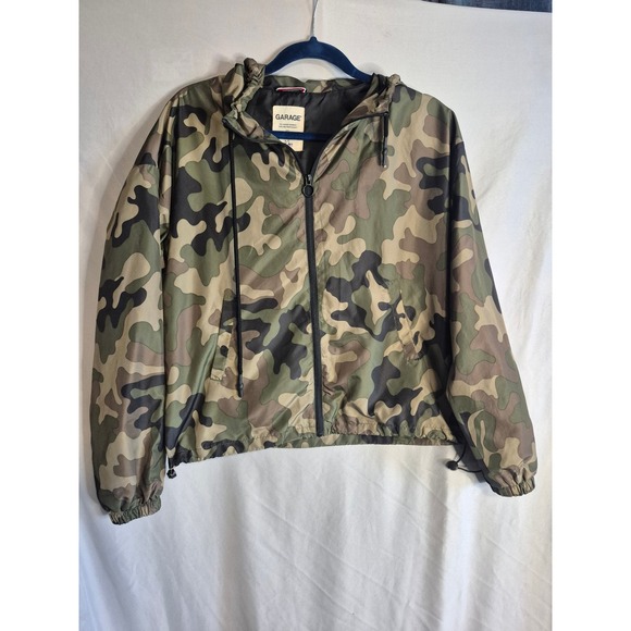 Garage Camouflage Camo Print Lightweight Hooded Windbreaker Jacket - Picture 1 of 4